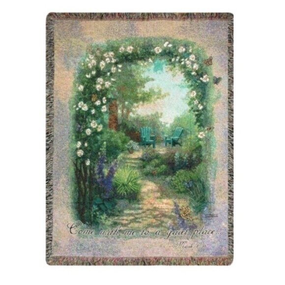 Religious Morning Butterfly Tapestry Throw Blanket Garden Adirondack Gift USA - Picture 1 of 10